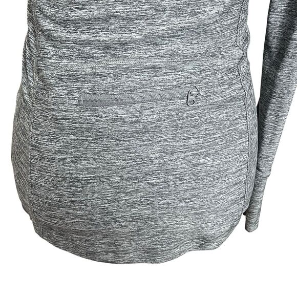 Athleta Pacifica Long Sleeve Top Gray XS Thumb Holes Ruched - Picture 7 of 14